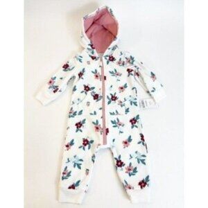 Carter’s baby Fleece one piece floral outfit size 6 months hooded full zip
